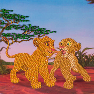 Simba and Nala 18 x 18cm Crystal art card