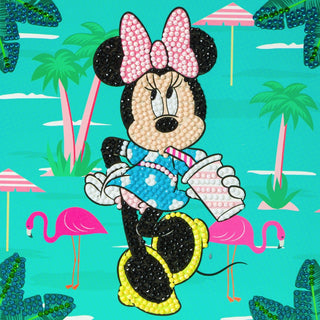 Minnie on Holiday, 18 x 18cm Crystal art card