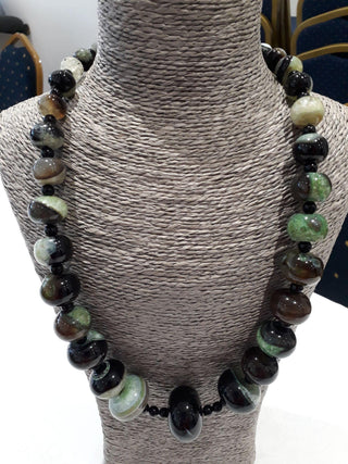 Black & green Agate necklace